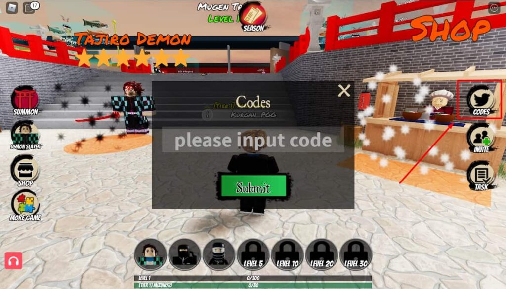 Roblox Demon Tower Defence Codes redeem page