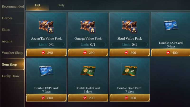 use gems in Arena Of Valor