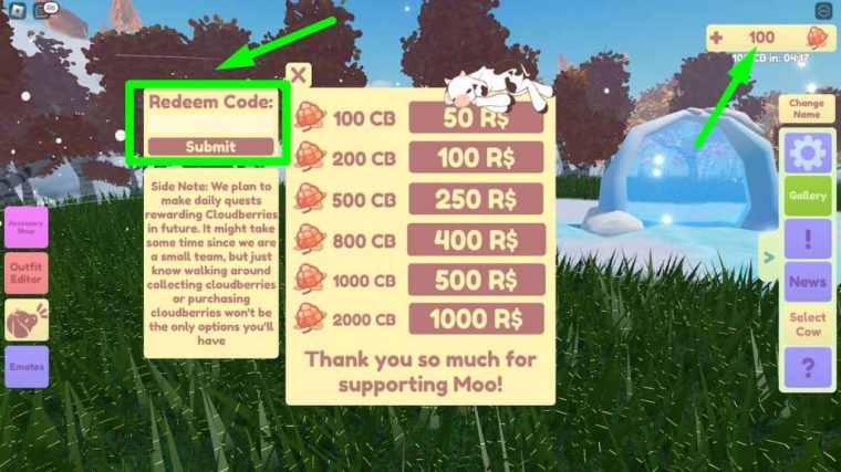 Codes Roblox Moo (janvier 2023) - GameAH