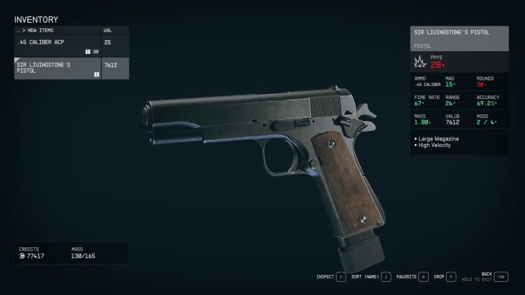 Starfield Sir Livingstone's Pistol