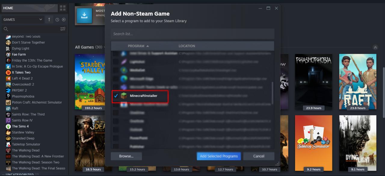 How To Add Minecraft Game To Steam Library