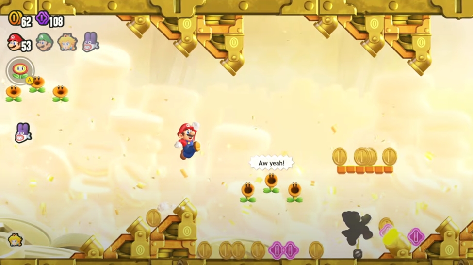 Super Mario Wonder coins galore level