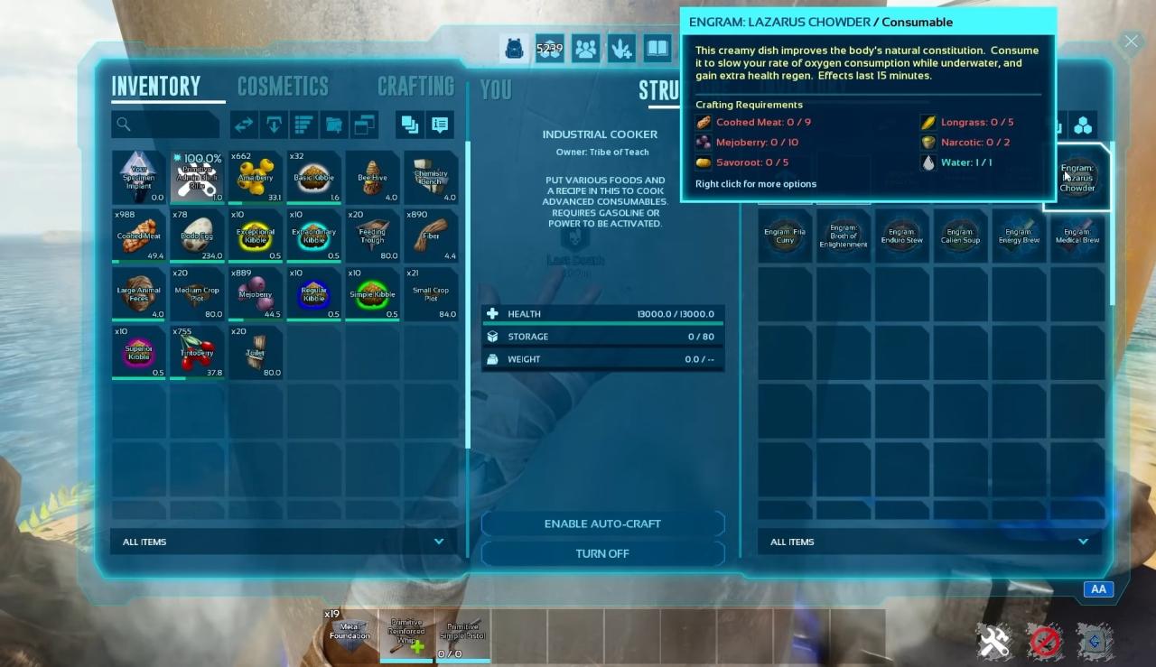 Ark Survival Ascended Inventory Screen