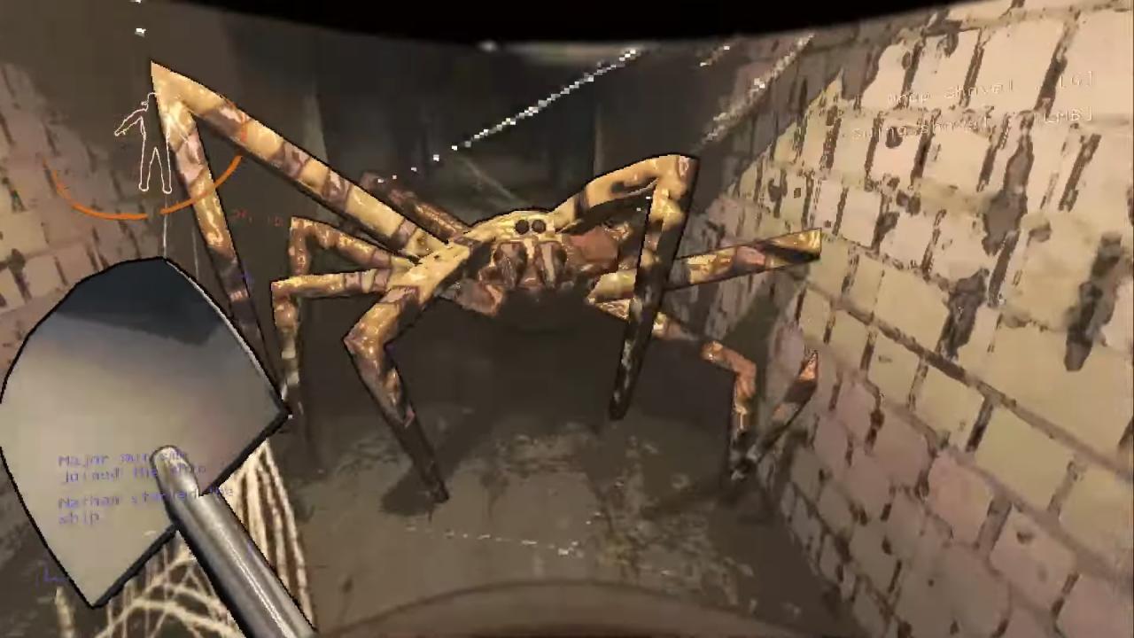 Stunning a Spider with a Zap Gun and going in for the kill with a shovel in Lethal Company.