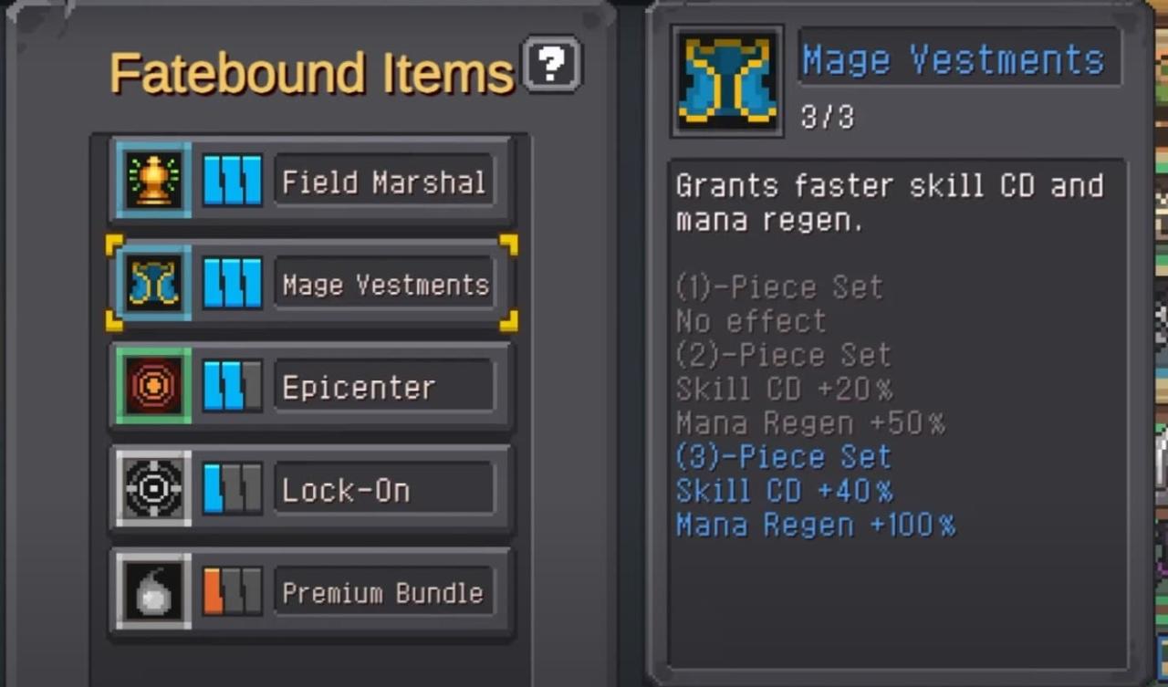 Soul Knight Prequel Fatebound Items