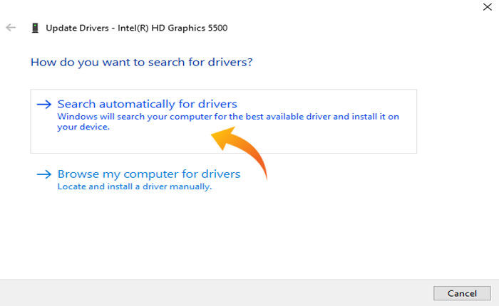search automatically for driver 1