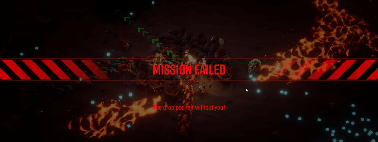 Deep Rock Galactic Survivor Mission Failed Message